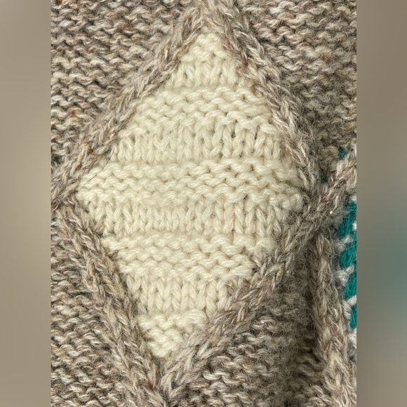 Boundary Waters Vintage 90 Streetwear Shetland Wool Diamond Knit Grandpa Sweater - Picture 7 of 8